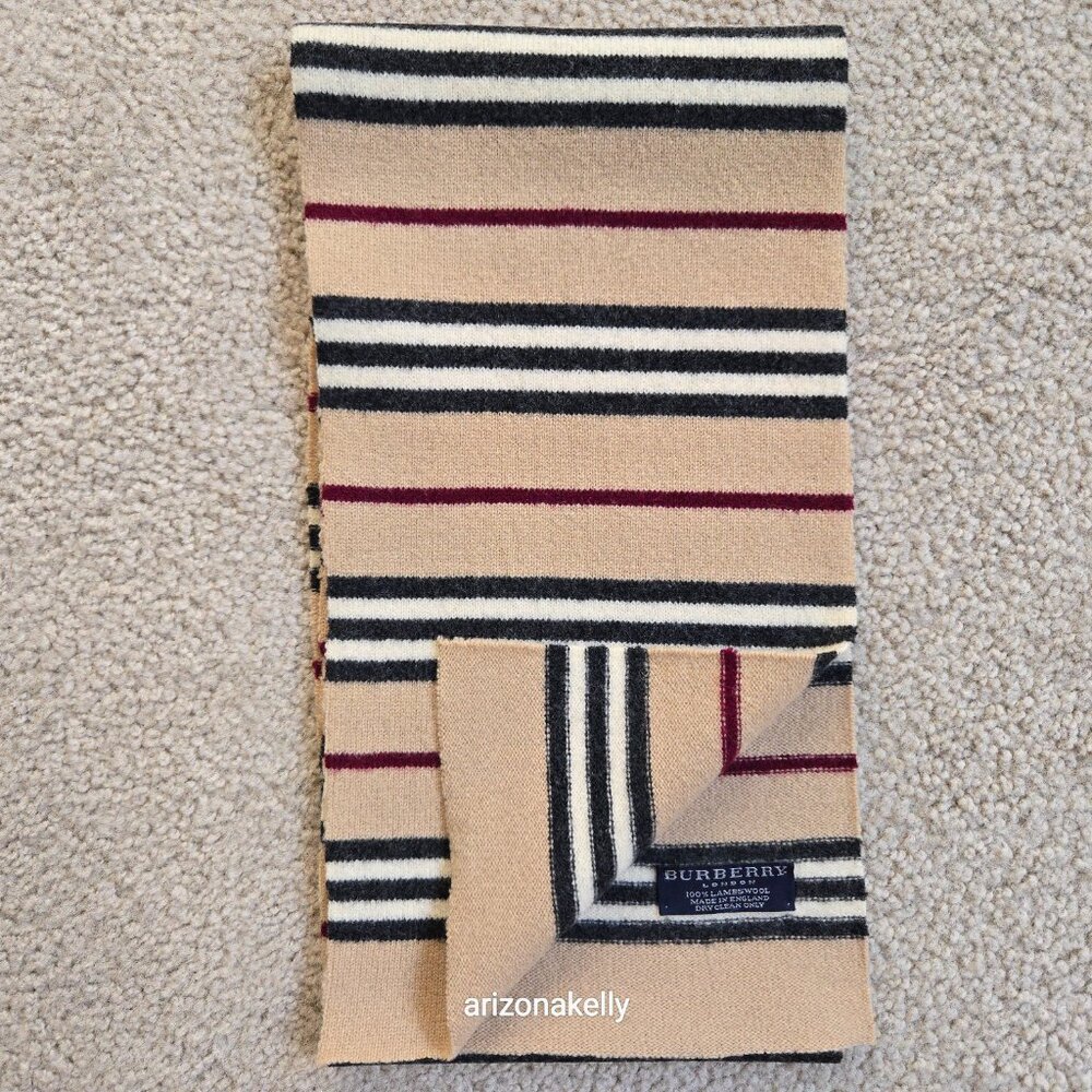 Burberry Rare Vintage KNIT Lambswool Scarf PERFECT - Picture 11 of 11